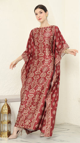 Red Gold Bali Short Kaftan