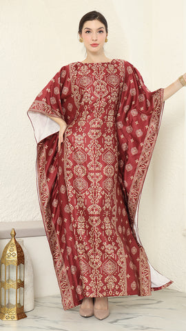 Red Gold Bali Short Kaftan