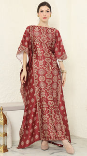 Red Gold Bali Short Kaftan