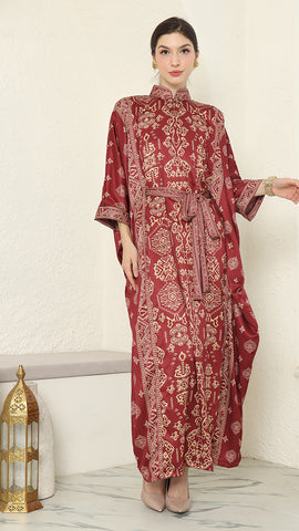 Red Gold Bali Long Kaftan