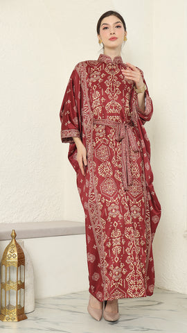 Red Gold Bali Long Kaftan