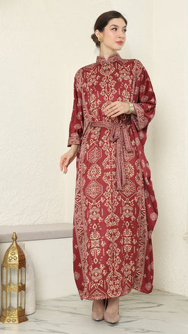 Red Gold Bali Long Kaftan