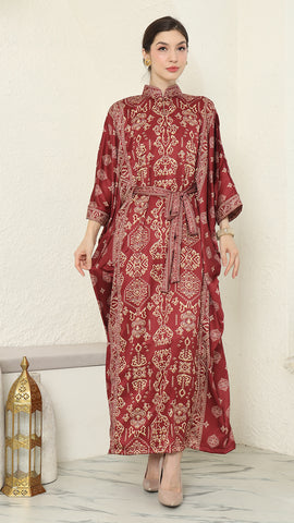 Red Gold Bali Long Kaftan