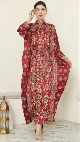 Red Gold Bali Long Kaftan
