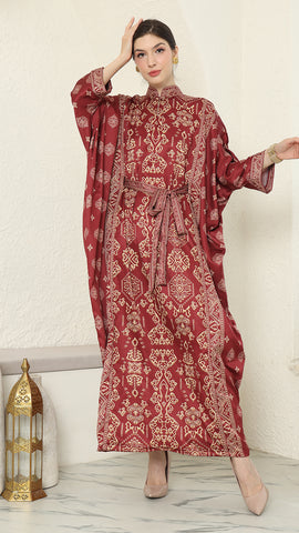 Red Gold Bali Long Kaftan