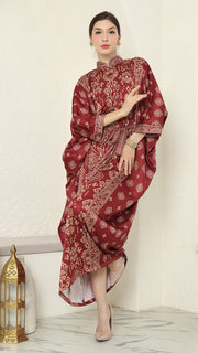 Red Gold Bali Long Kaftan