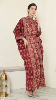 Red Gold Bali Long Kaftan