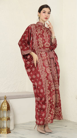 Red Gold Bali Long Kaftan