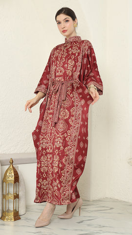 Red Gold Bali Long Kaftan