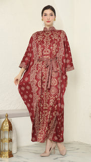 Red Gold Bali Long Kaftan