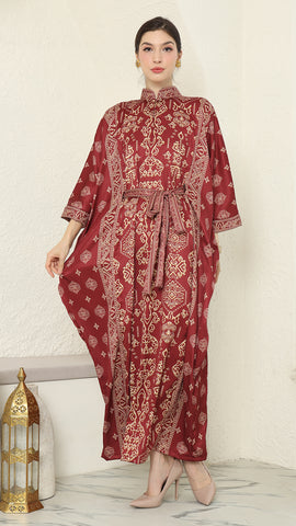 Red Gold Bali Long Kaftan