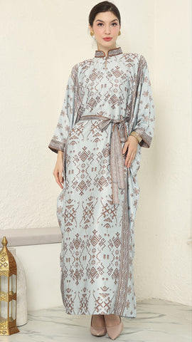 Mint Brown Songket Long Kaftan