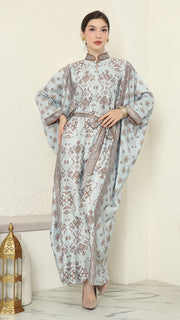 Mint Brown Songket Long Kaftan