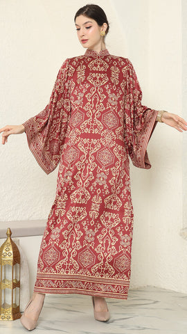 Red Gold Bali Dress