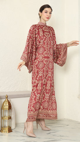 Red Gold Bali Dress