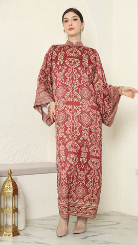 Red Gold Bali Dress
