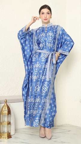 Blue Songket Long Kaftan