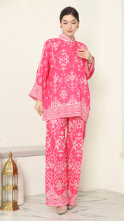 Pink Songket Pants Set