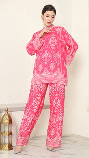 Pink Songket Pants Set