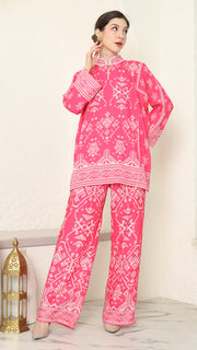 Pink Songket Pants Set