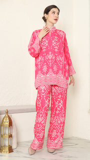 Pink Songket Pants Set