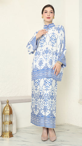 White Blue Songket Sarong Set