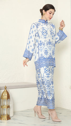 White Blue Songket Sarong Set