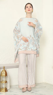 Mint Flower R-neck Pants Set