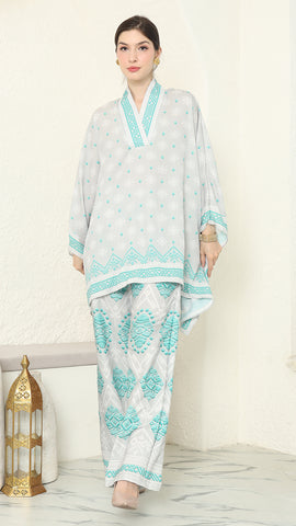 Sea Salt V-neck Songket Pants Set