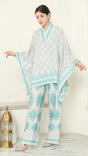 Sea Salt V-neck Songket Pants Set