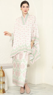 Baby Pink V-neck Songket Sarong Set