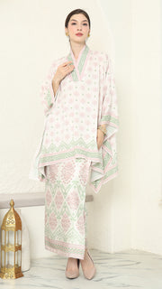 Baby Pink V-neck Songket Sarong Set