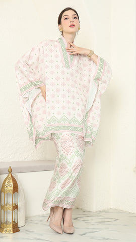 Baby Pink V-neck Songket Sarong Set