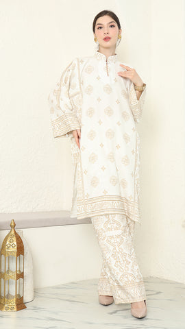 White Gold Tunic Bali Pants Set
