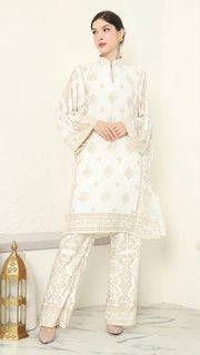 White Gold Tunic Bali Pants Set