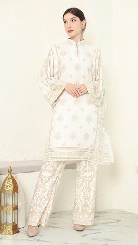 White Gold Tunic Bali Pants Set