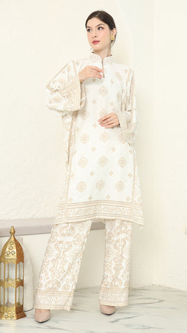 White Gold Tunic Bali Pants Set
