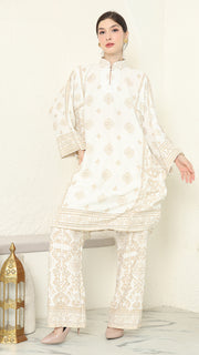 White Gold Tunic Bali Pants Set
