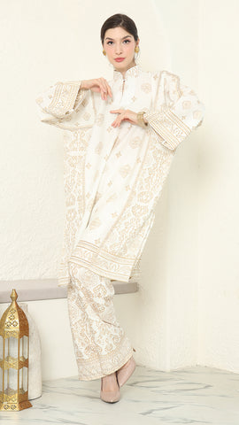 White Gold Tunic Bali Pants Set