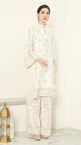 White Gold Tunic Bali Pants Set