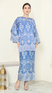 Blue R-neck Songket Sarong Set