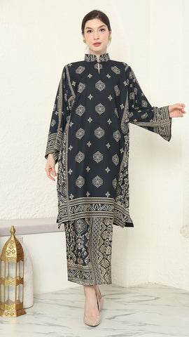 Black Gold Tunic Bali Sarong Set