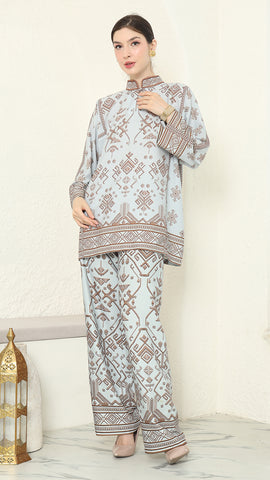 Mint Brown Songket Pants Set