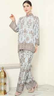 Mint Brown Songket Pants Set