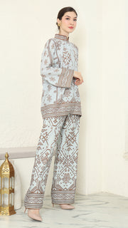 Mint Brown Songket Pants Set