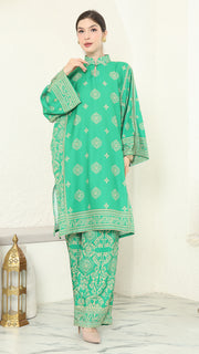 Green Gold Tunic Bali Pants Set