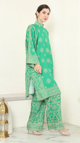 Green Gold Tunic Bali Pants Set