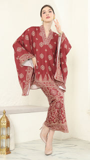 Red Gold V-neck Bali Sarong Set