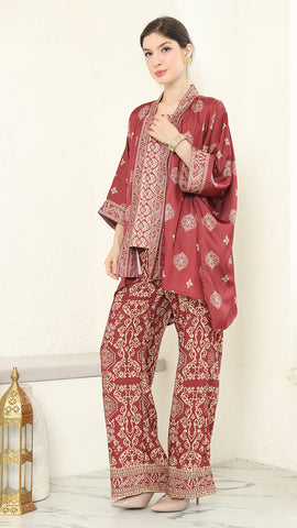 Red Gold Kutubaru  Bali Pants Set