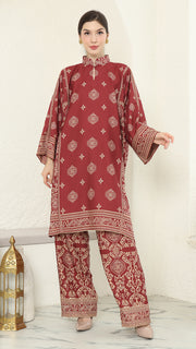 Red Gold Tunic Bali Pants Set